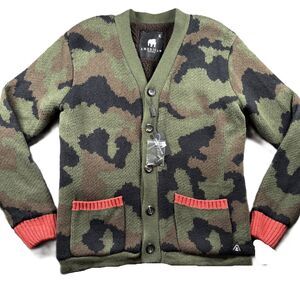 American Stitch Men Cardigan Jacket Sweater NWT Camouflage Fleece Lined XL Gorp